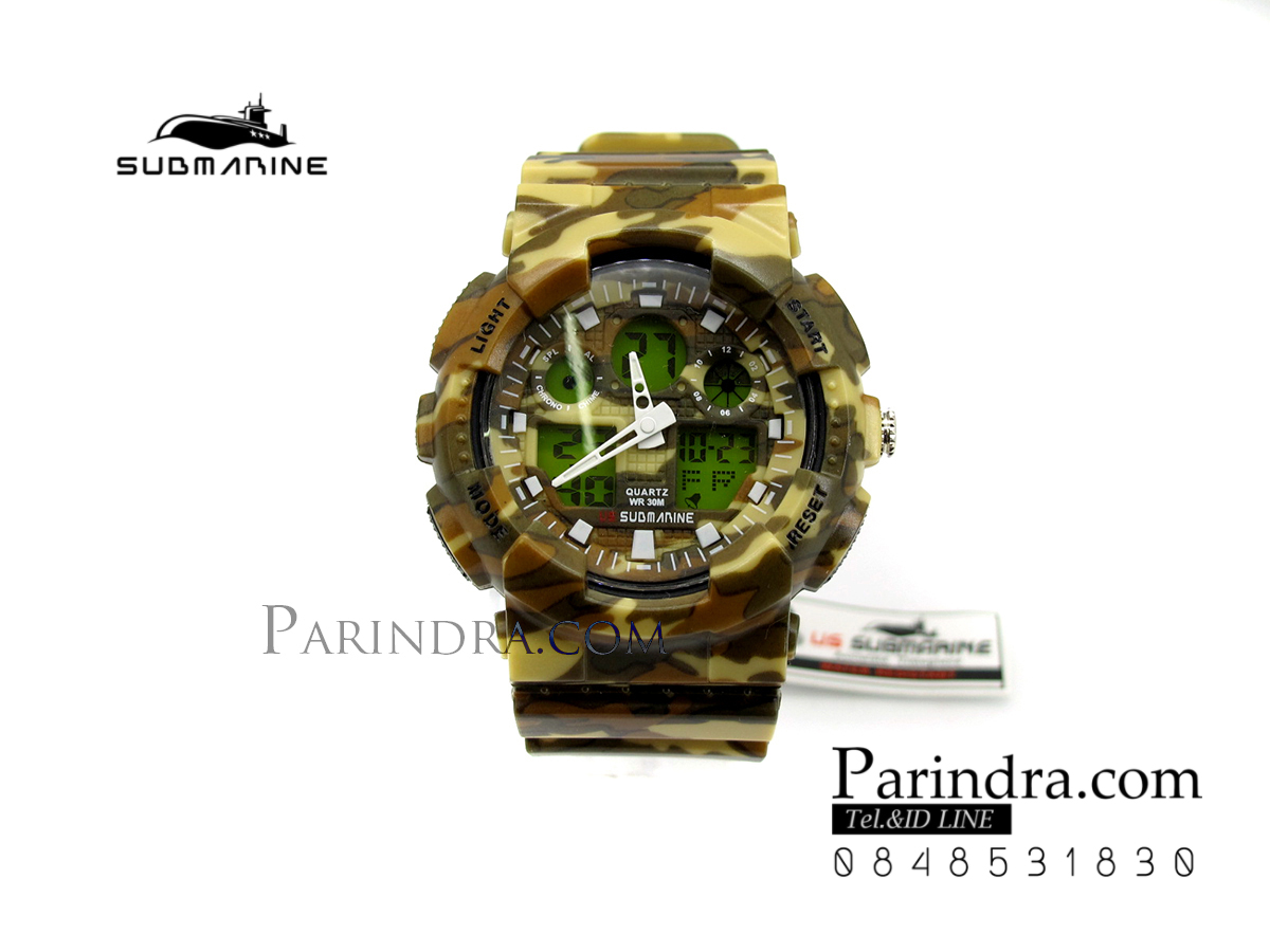 นาฬิกา US submarine รุ่น TP3176M (Military) สีลายพรางทหารสีน้ำตาล หน้าปัดพื้นเขียว