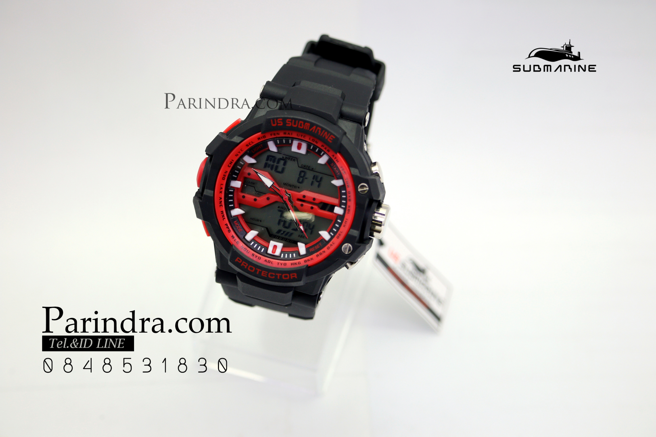 นาฬิกา US submarine Protector รุ่น TP3152M สีดำแดง พื้นหลังเทา