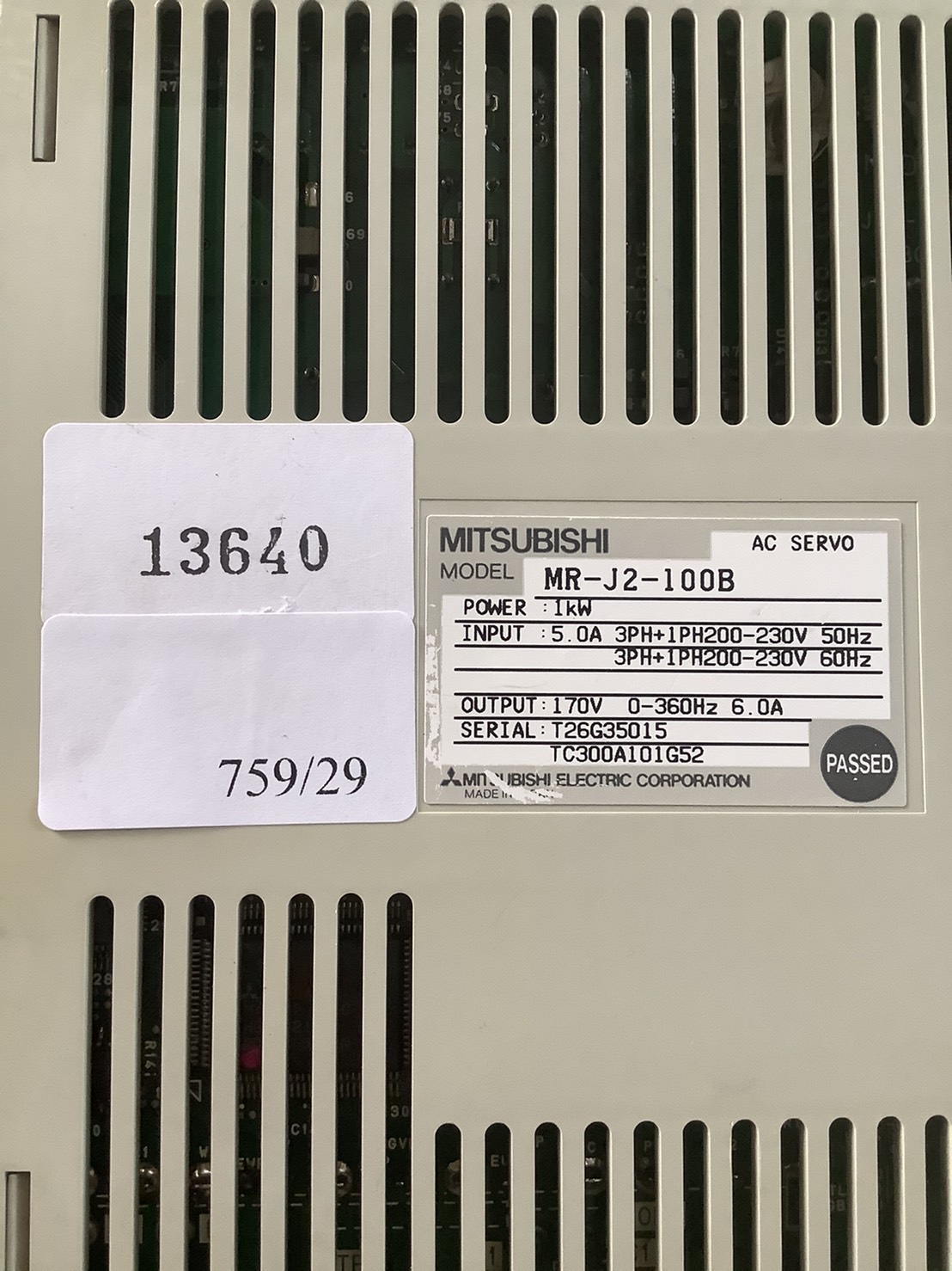SERVO DRIVE “ MITSUBISHI ” รุ่น MR-J2-100B