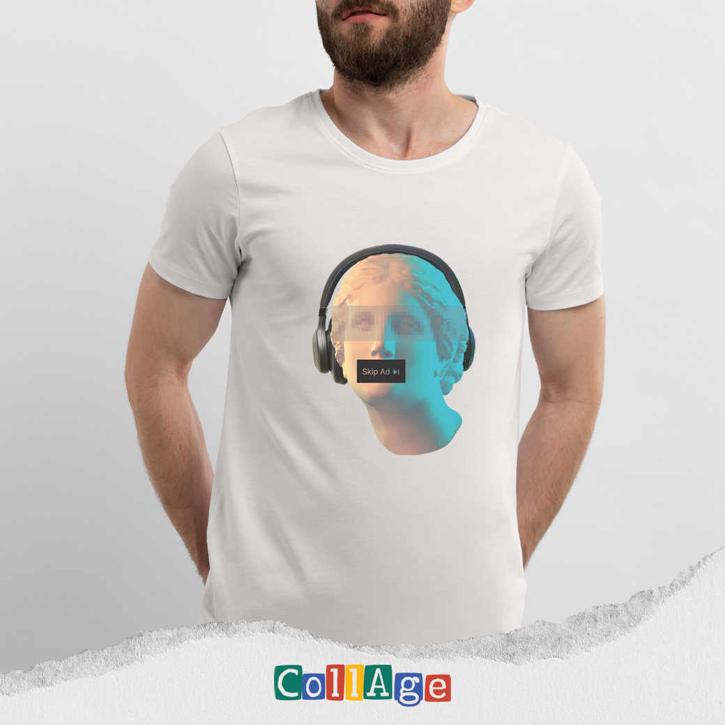 เสื้อยืดพิมพ์ลาย Collage Skip Ad II รหัส CEA00473 สีขาว #เสื้อยืด #Collage