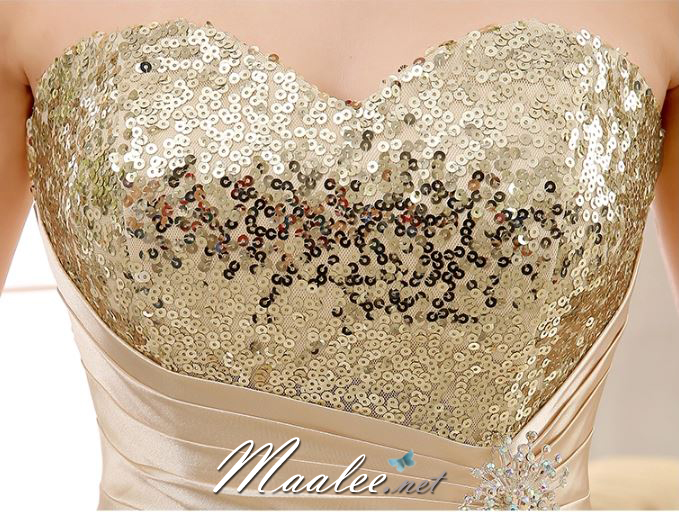 พร้อมส่ง ชุดราตรีสั้น เกาะอก เซ็กซี่หน้าสั้นหลังยาว แต่งเลื่อมประดับเข็มกลัด สีฟ้า