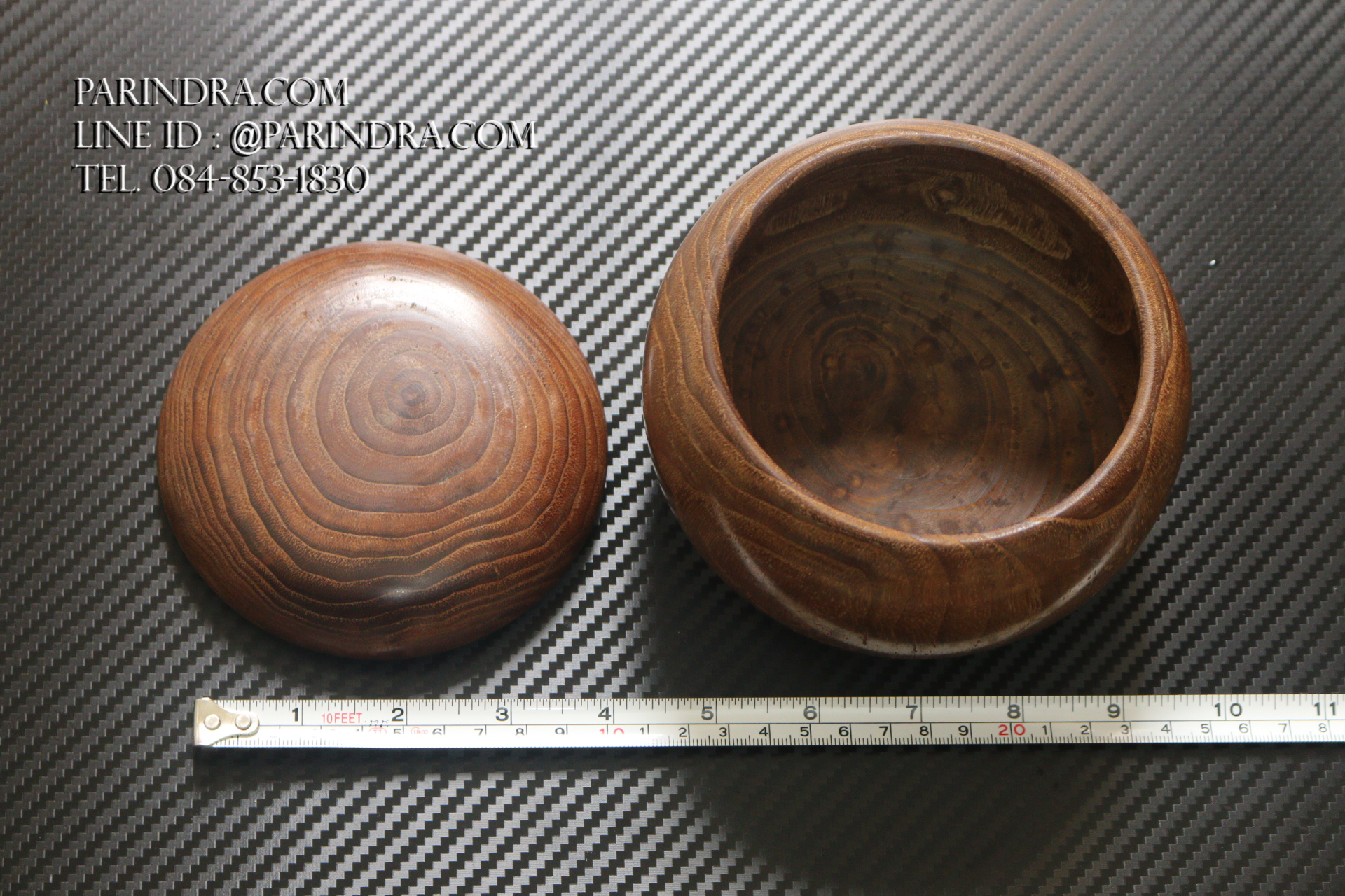 กล่องไม้แท้ทรงกลม สำหรับเก็บหมากโกะ หรือสิ่งของต่างๆ สวยงาม JAPAN