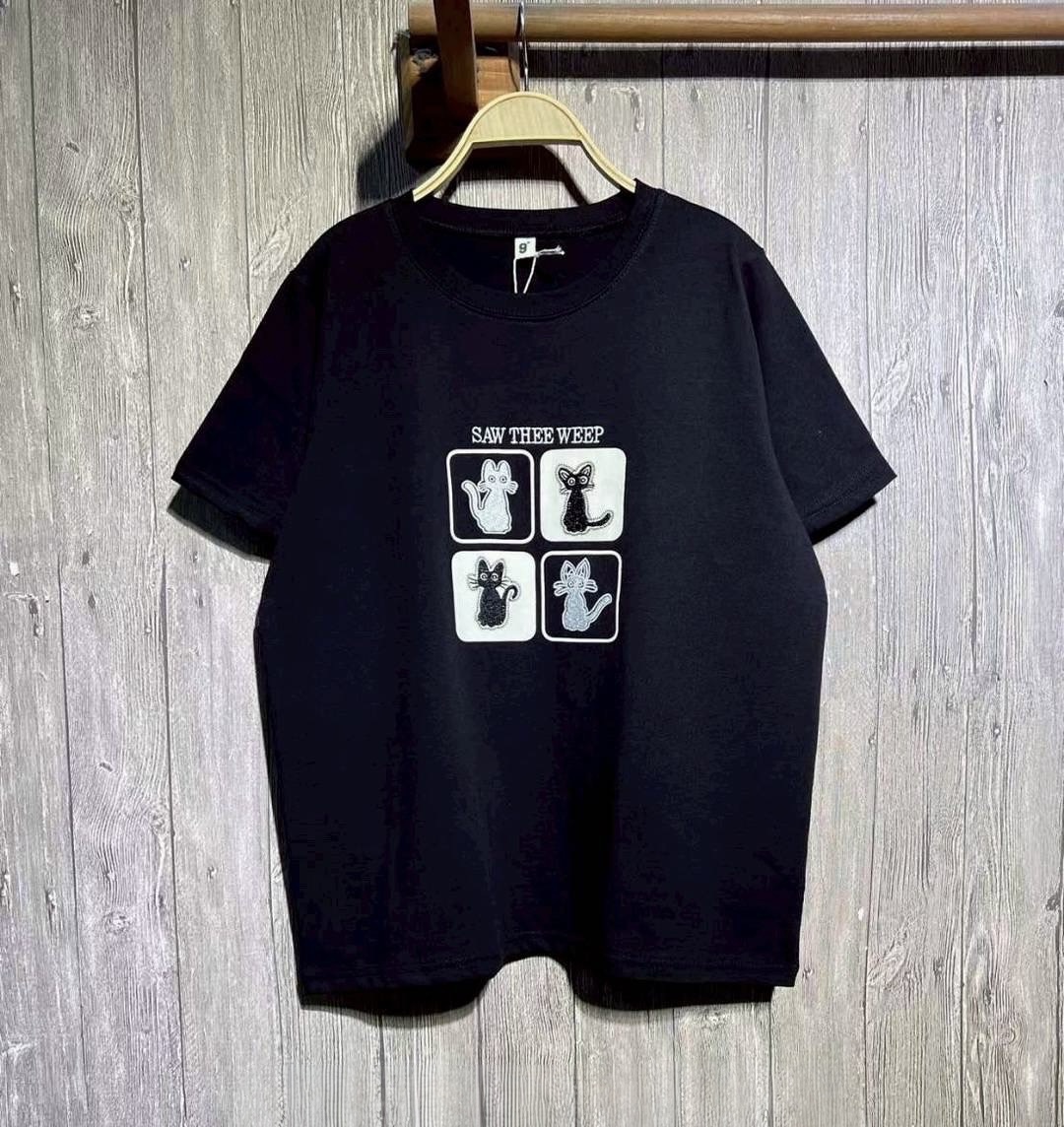 เสื้อยืดปักลายแมว 9am