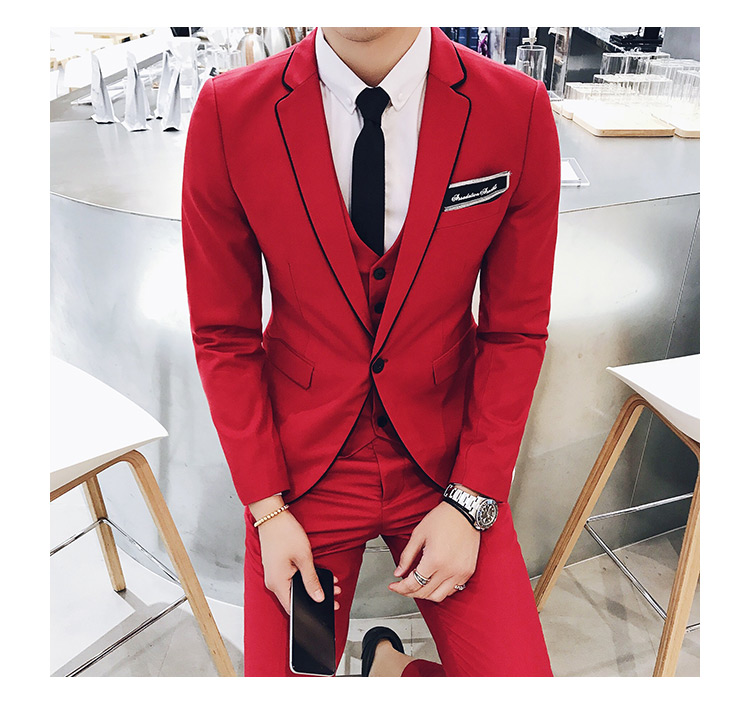 Pre-order ชุดสูทชาย สีแดง เข้ารูป