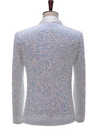 Pre-order เสื้อสูทชาย สูทแฟชั่น สูทกลิตเตอร์ สีขาว