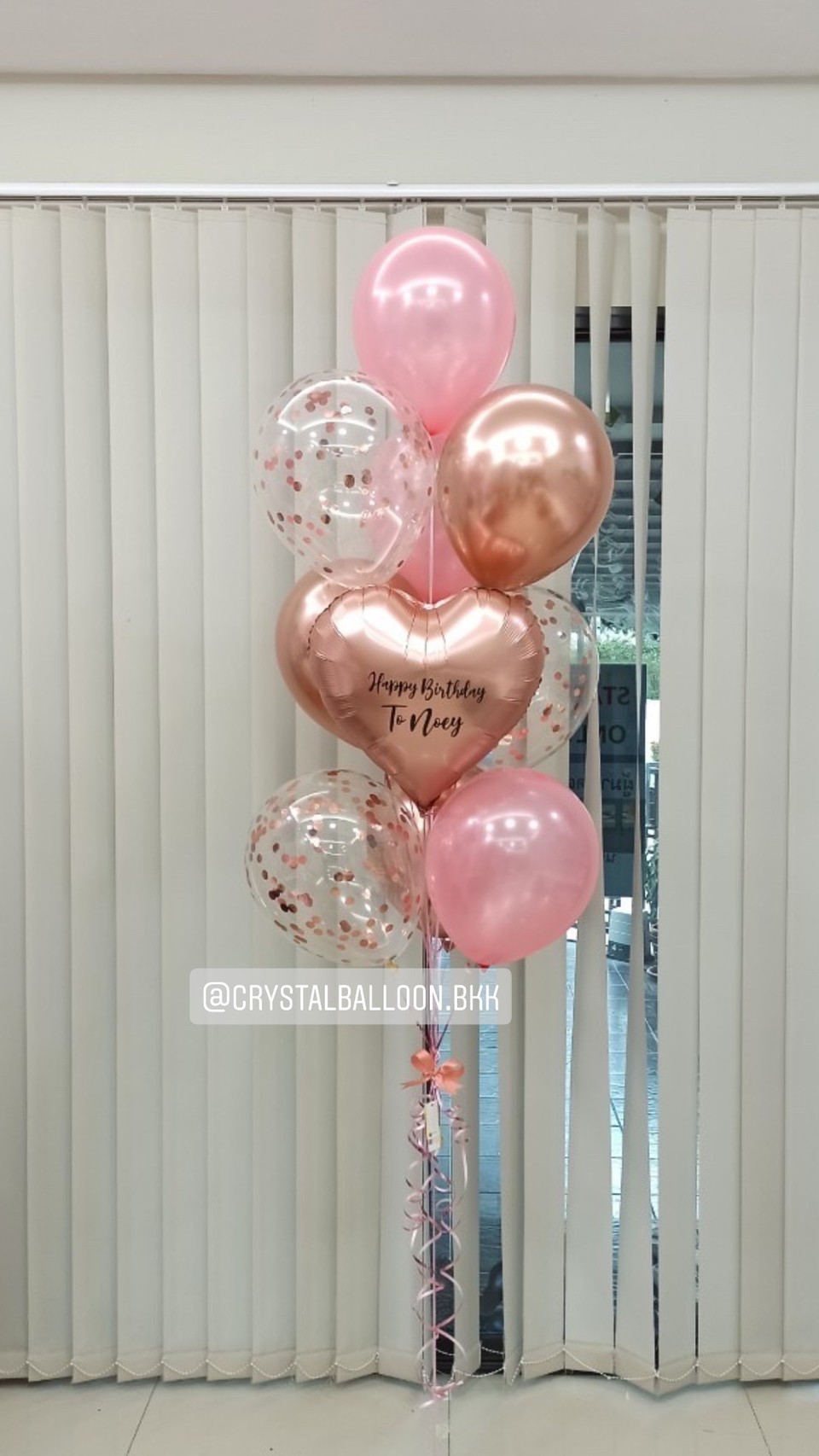 ลูกโป่ง วันเกิด Theme สีโรสโกล พร้อมตกแต่ง ฟอยล์หัวใจ ขนาด 18" 1 ชิ้น,ลูกโป่งใส ใส่ Confetti สามารถเปลี่ยนสีลูกโป่ง/เปลี่ยนข้อความ/เปลี่ยนสี-ฟอยล์ตกแต่งได้