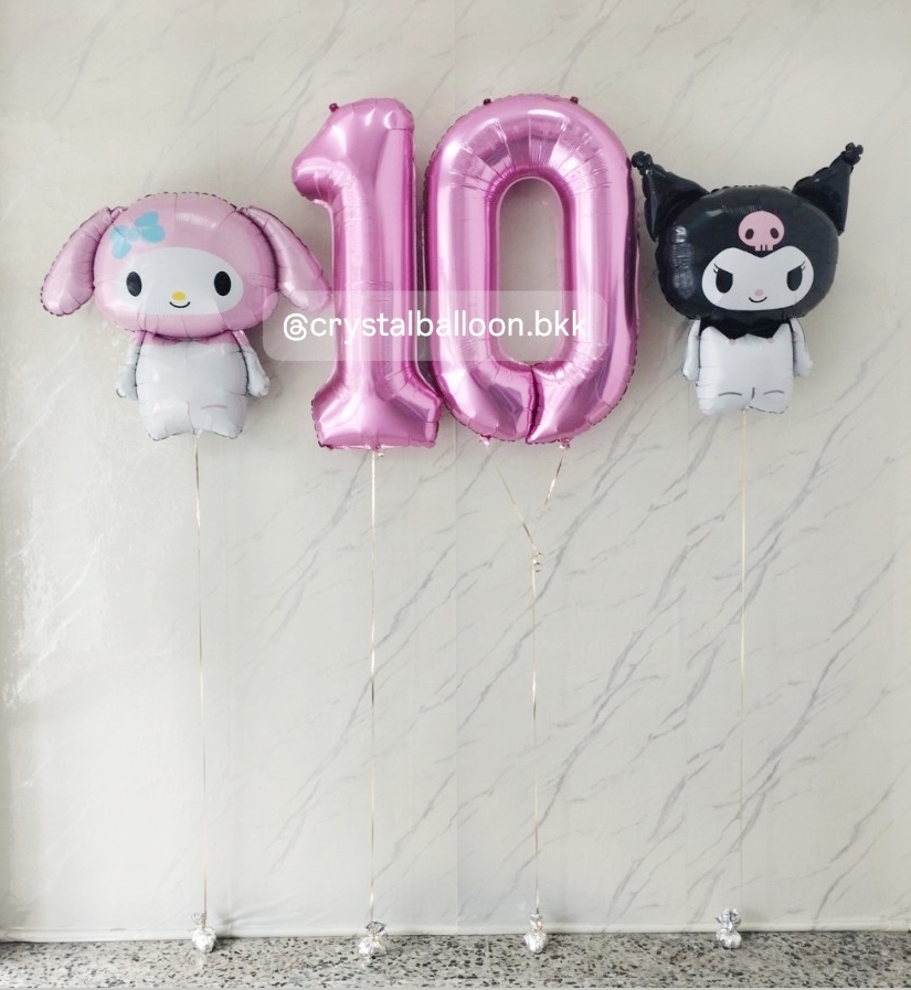 ลูกโป่ง วันเกิดเด็ก ฟอยล์ตัวเลข ขนาด 40" 2 ชิ้น พร้อม ฟอยล์คุโรมิ 1 ชิ้น , ฟอยล์มายเมโลดี้ 1 ชิ้น พร้อมตกแต่ง สามารถเปลี่ยนสีลูกโป่ง/เปลี่ยนข้อความ/เปลี่ยนสี-ฟอยล์ตัวเลขได้