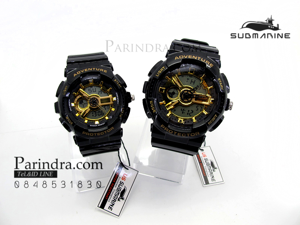นาฬิกา US submarine Adventure Protector รุ่น TP3163L สีดำ-ทอง พื้นหลังเทา