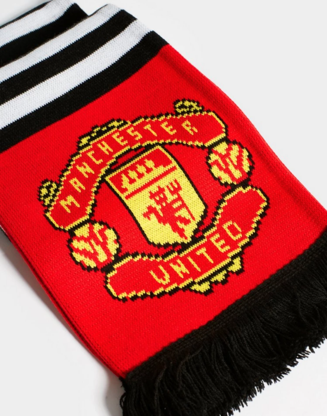 ผ้าพันคอแมนแมนเชสเตอร์ ยูไนเต็ด Team Manchester United แบบมีแถบขาวดำของแท้
