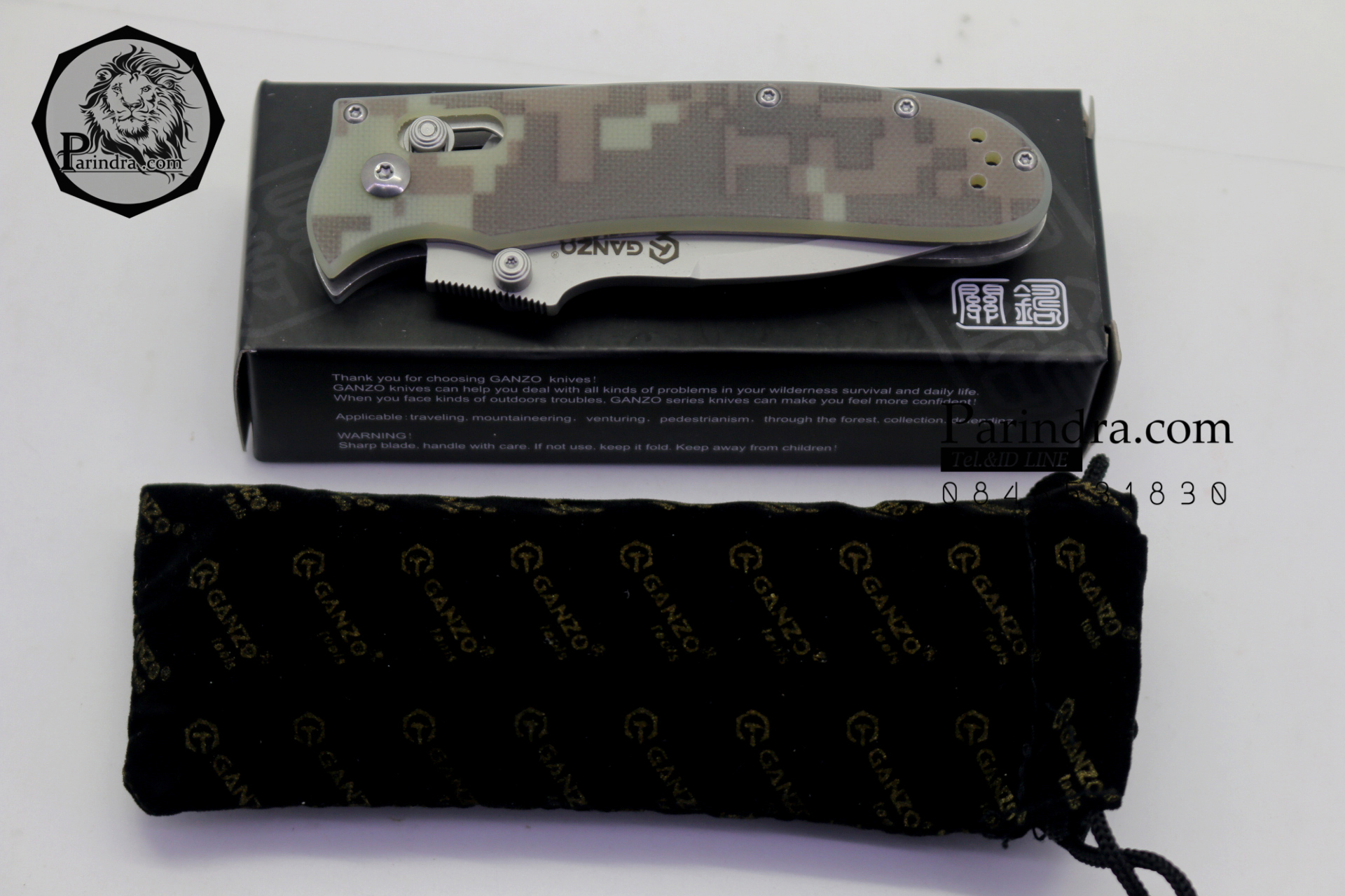มีดพับ Ganzo รุ่น G704-CA CAMOUFLAGE สีลายพรางทหาร ของแท้ 100% (กล่องสีดำ)