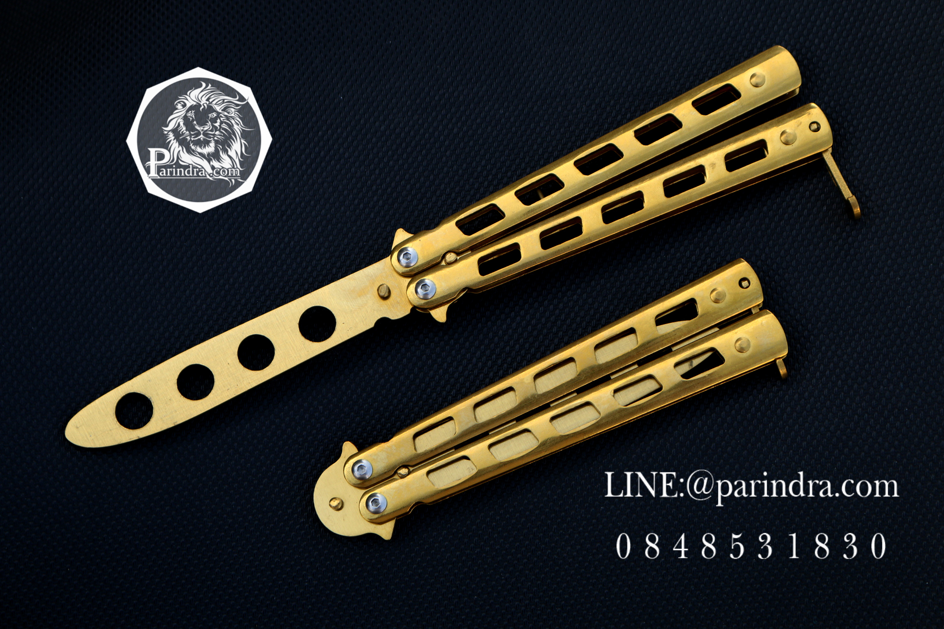 มีดบาลีซอง Balisong มีดควง มีดปีกผีเสื้อ ใบเป็นแบบไม่มีคม สีทอง BLA032