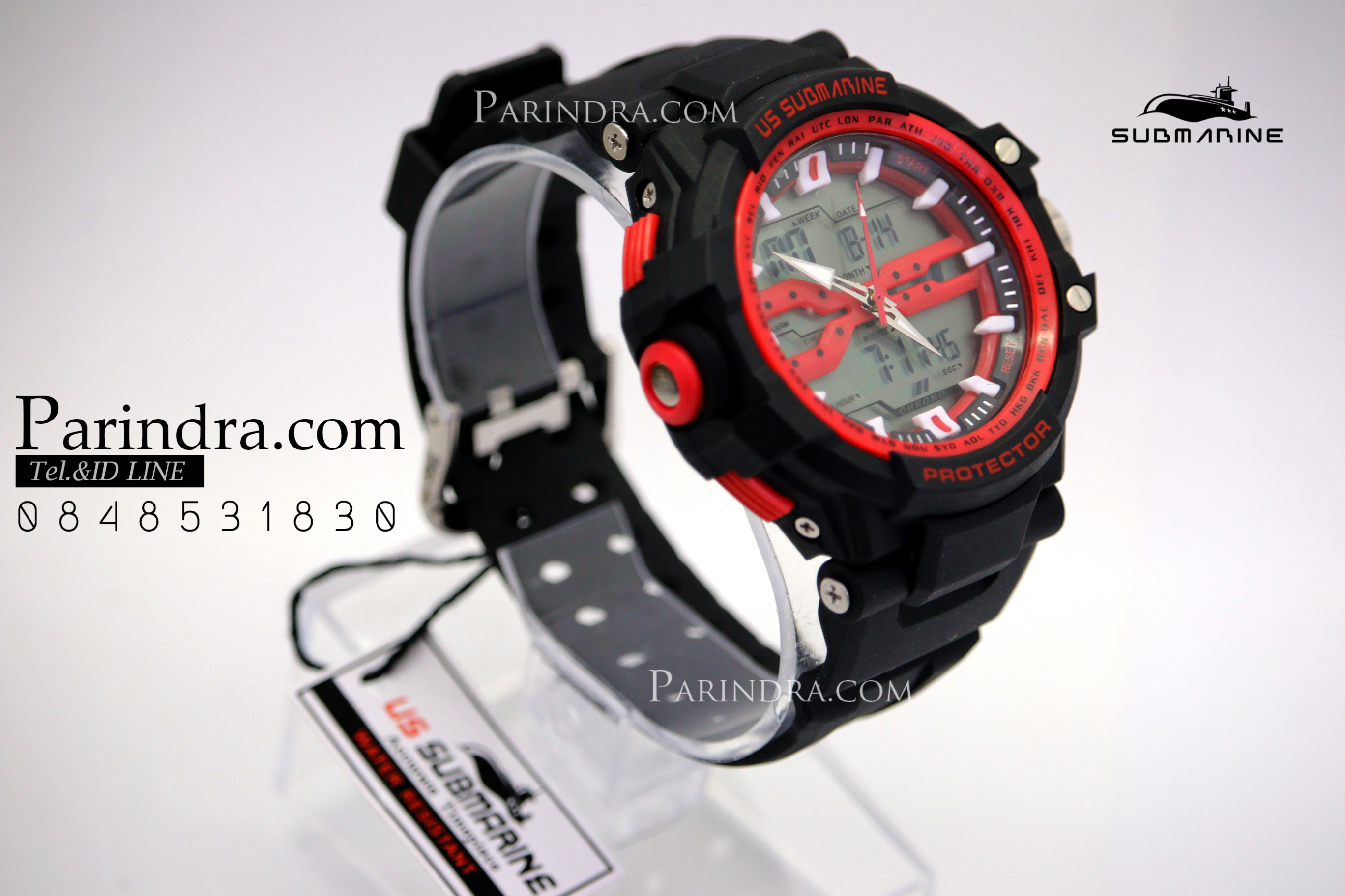 นาฬิกา US submarine Protector รุ่น TP3152M สีดำแดง พื้นหลังเทา