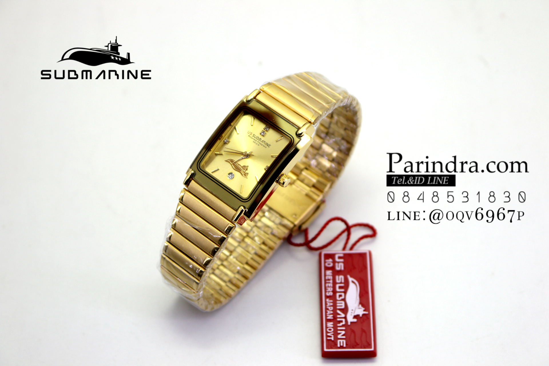 นาฬิกา US submarine รุ่น S1002M เรือนทองใหญ่สายทองหน้าปัดทอง