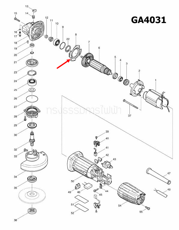 GUIDE PLATE หินเจียร Makita-มากีต้า GA4030, GA4031 [#8] Pn.413126-3 (แท้) ##
