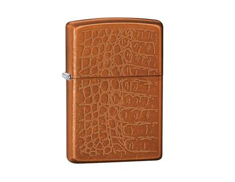 ไฟแช็ค Zippo แท้ ลวดลายหนังจรเข้ทองแดง "Zippo 29246 Alligator Skin, Toffee" แท้นำเข้า 100%