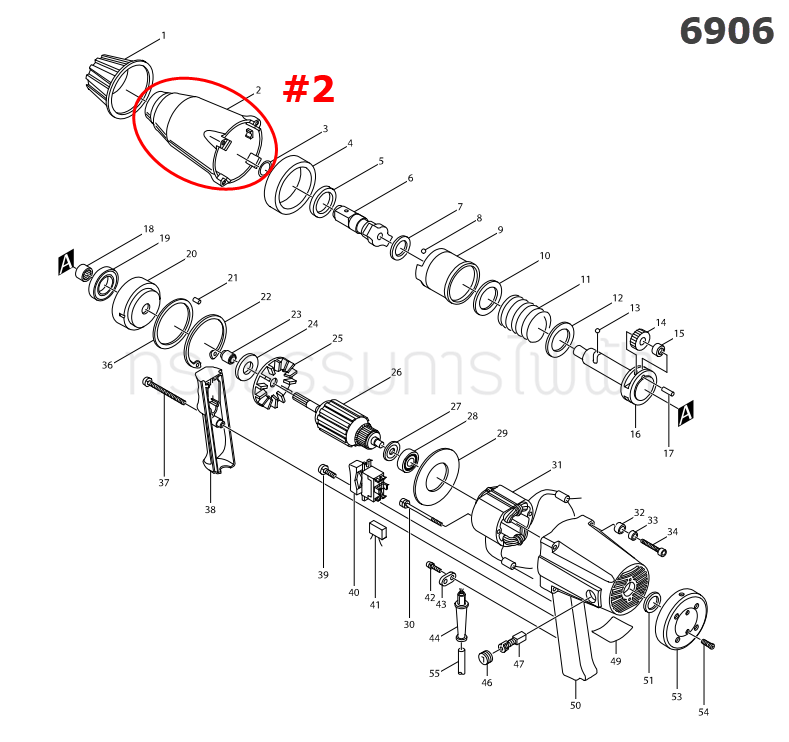 HAMMER CASE บล็อคไฟฟ้า Makita 6906 [#2] Pn.156087-1 (แท้) ##