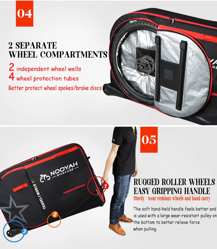 NOOYAH BK012 กระเป๋าจักรยานเดินทาง ป้องกันครบ 8 จุด | รองรับทุกประเภท