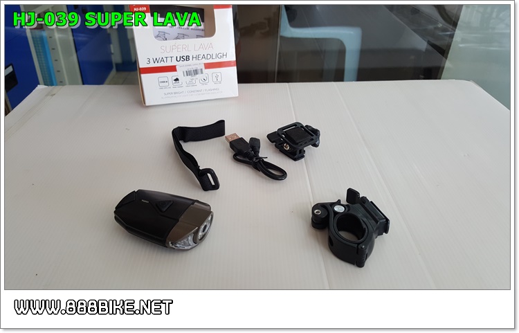 ไฟหน้า SUPERL LAVA ,HJ-039 3W ชาร์จ USB (มีอุปกรณ์ติดหมวก)