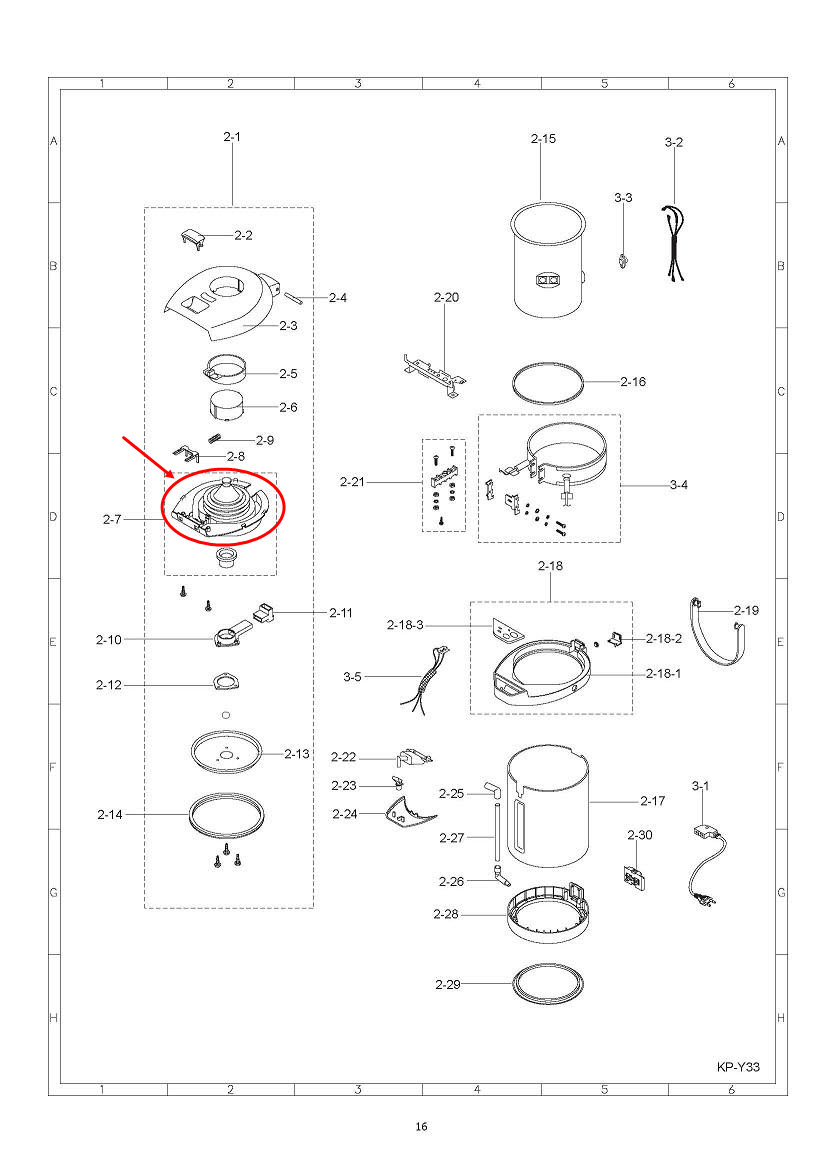 ปั้มลมกระติกน้ำร้อน ชาร์ป (SHARP) KP-D33, KP-D33BT, KP-Y33, KP-Y33BT Pn.3H107SET (แท้)