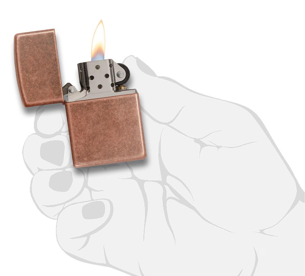 ไฟแช็คซิปโป้ ผิวลายทองแดงโบราณ Zippo 301FB Antique Copper Reddish Bright Metallic แท้นำเข้า 100%