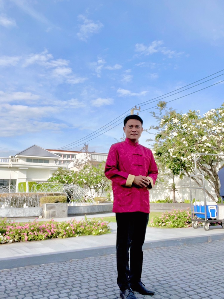 Preorder ชุดจีน ชาย เสื้อคอจีน ผ้าแพร สีแดง / ทอง ใส่ได้สองด้าน