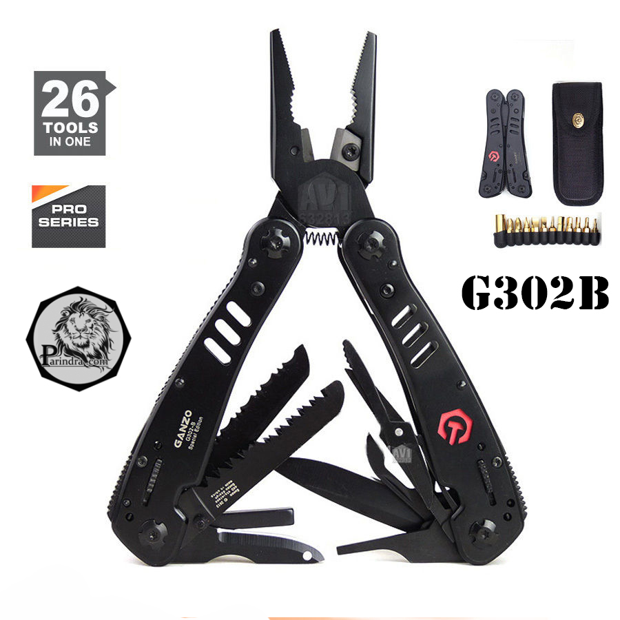 คีมเอนกประสงค์ Multi-Tools Ganzo กานโซ่ รุ่น G302-B สีดำสนิท ของแท้ 100%
