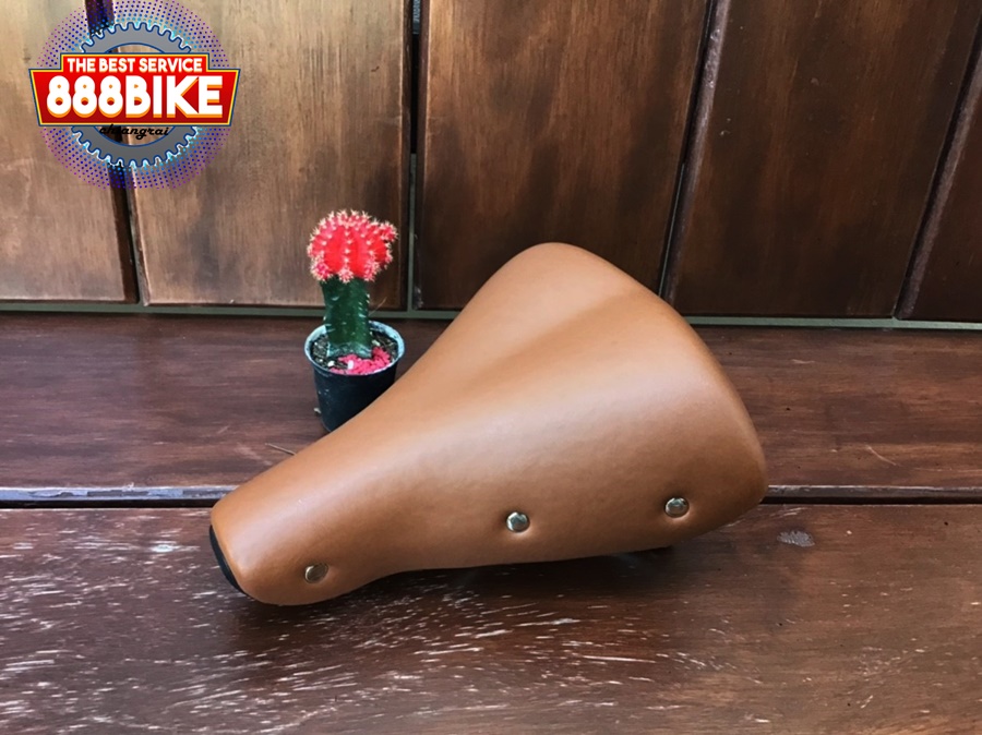 เบาะจักรยาน LA Saddle, AFT-7085 สปริงดำ ไม่มีแคล้มป์ แม่บ้านกระดุม สีน้ำตาล