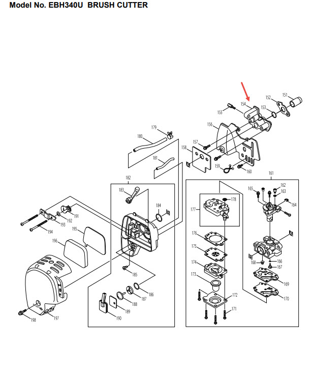 INSULATOR COMPLETE เครื่องตัดหญ้าแบบเครื่องยนต์ 4จังหวะ Makita EBH340U [#154] Pn.451874-6 (แท้) ##(*)