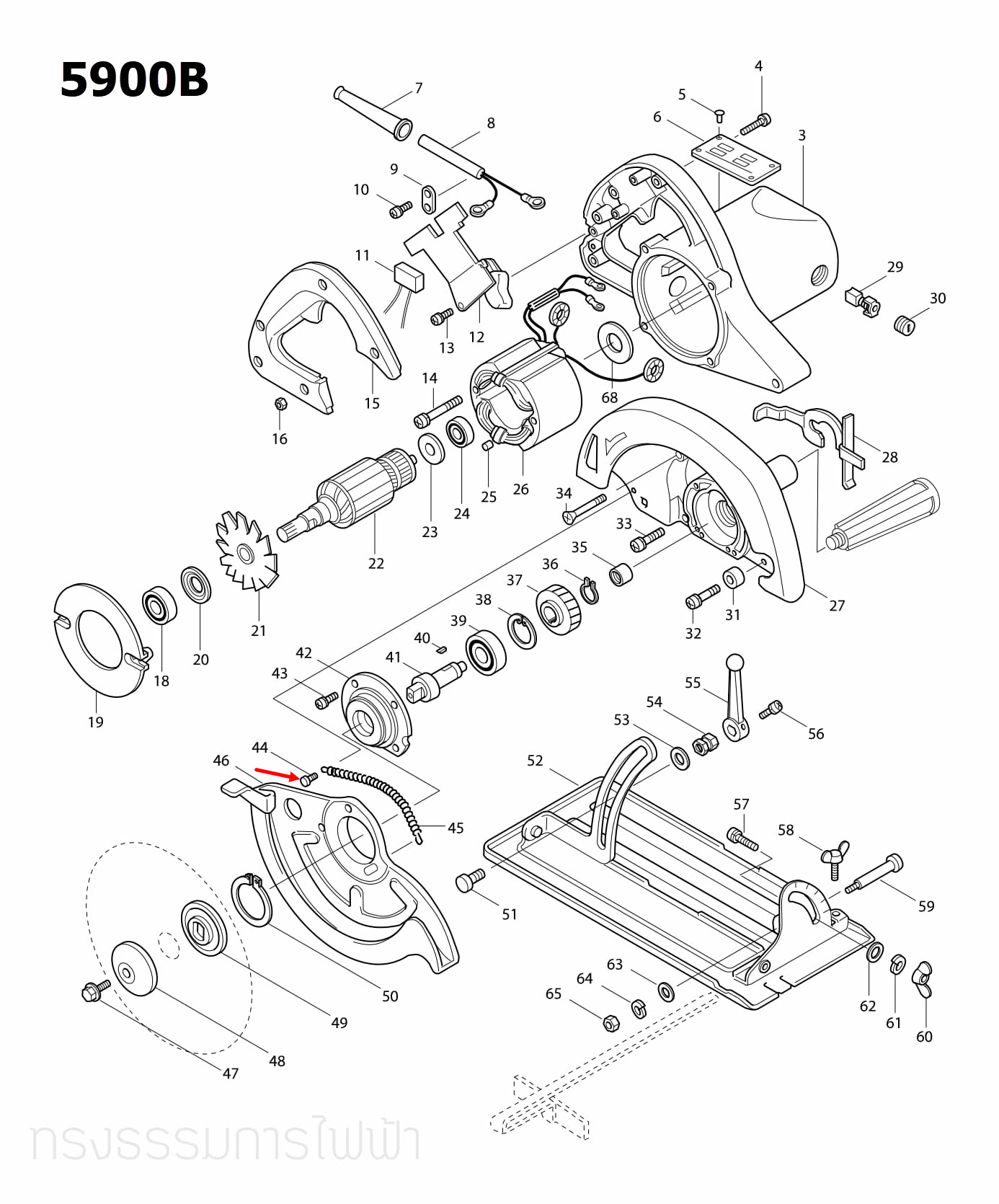 น๊อตเลื่อยวงเดือน Makita มากีต้า 5201N [#32], 5900B [#44] Pn.251445-7 (แท้) ##