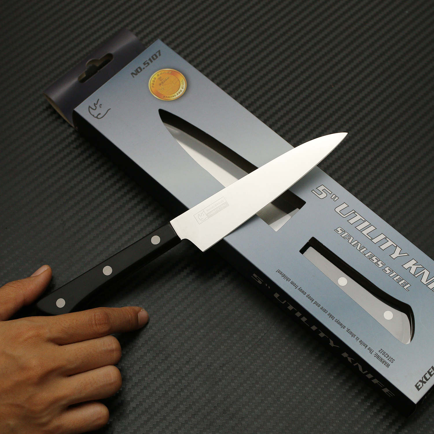 มีดทำครัวเล็ก RHINO BRAND No.5107 *PREMIUM* UTILITY KNIFE ด้ามพลาสติกผสมเรซิ่น ขนาด 9 นิ้ว (ของแท้)