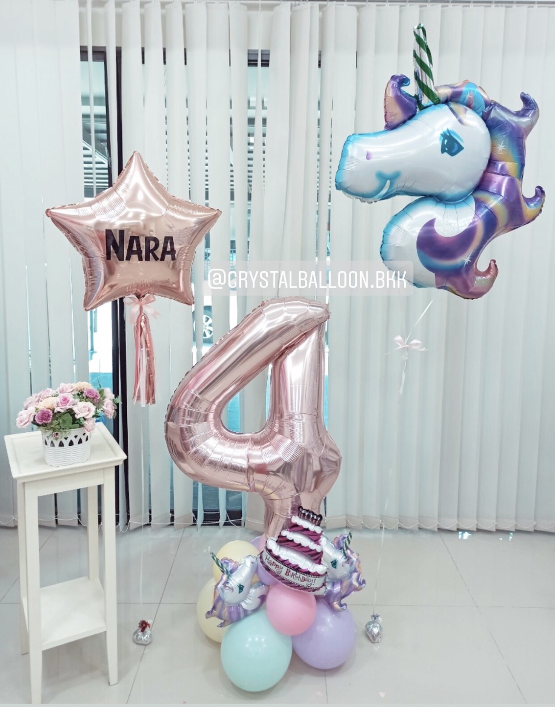 ลูกโป่ง วันเกิดเด็ก Theme Unicorn 1 ชิ้น พร้อม ฟอยล์ตัวเลขตั้งฐาน ขนาด 40" 1 ตัว,ฟอยล์ดาว ขนาด 24" 1 ชิ้น พร้อมตกเเต่ง สามารถเปลี่ยนสีลูกโป่ง/เปลี่ยนฟอยล์การ์ตูน/เปลี่ยนข้อความได้