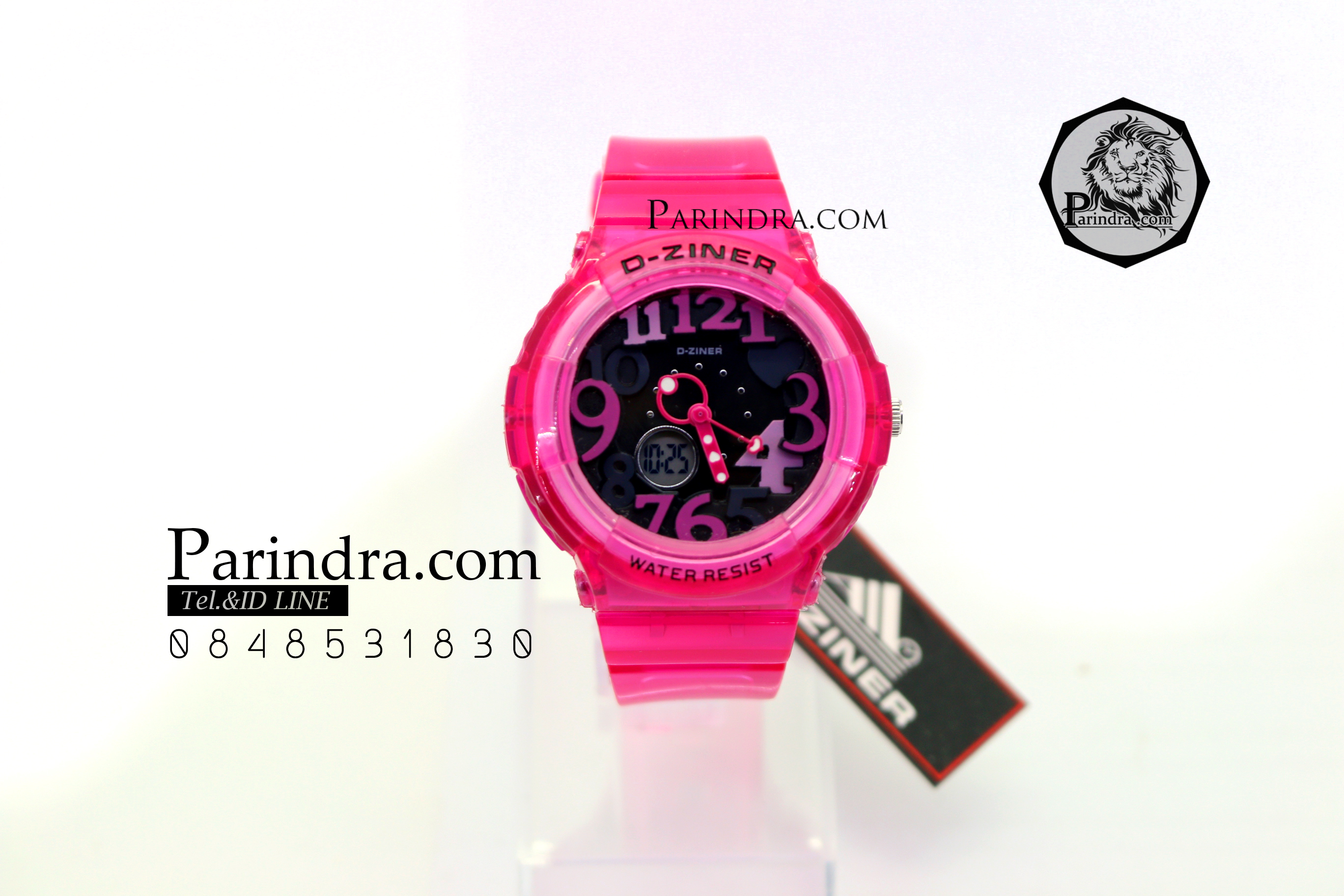 นาฬิกา D-ZINER สายซิลิโคนใส หน้าปัดดำ ตัวเลขหลากสี