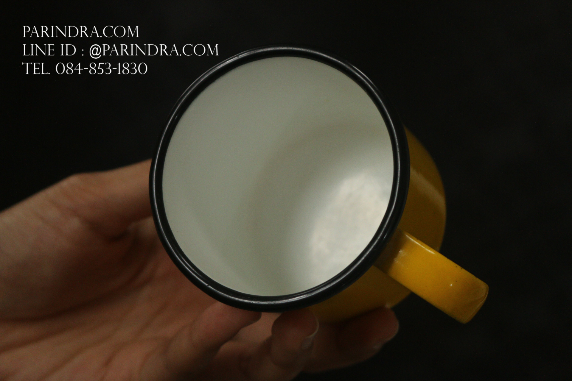 แก้วมัค อีนาเมลเก่างานหนามากๆ สีเหลืองสดใส JAPAN