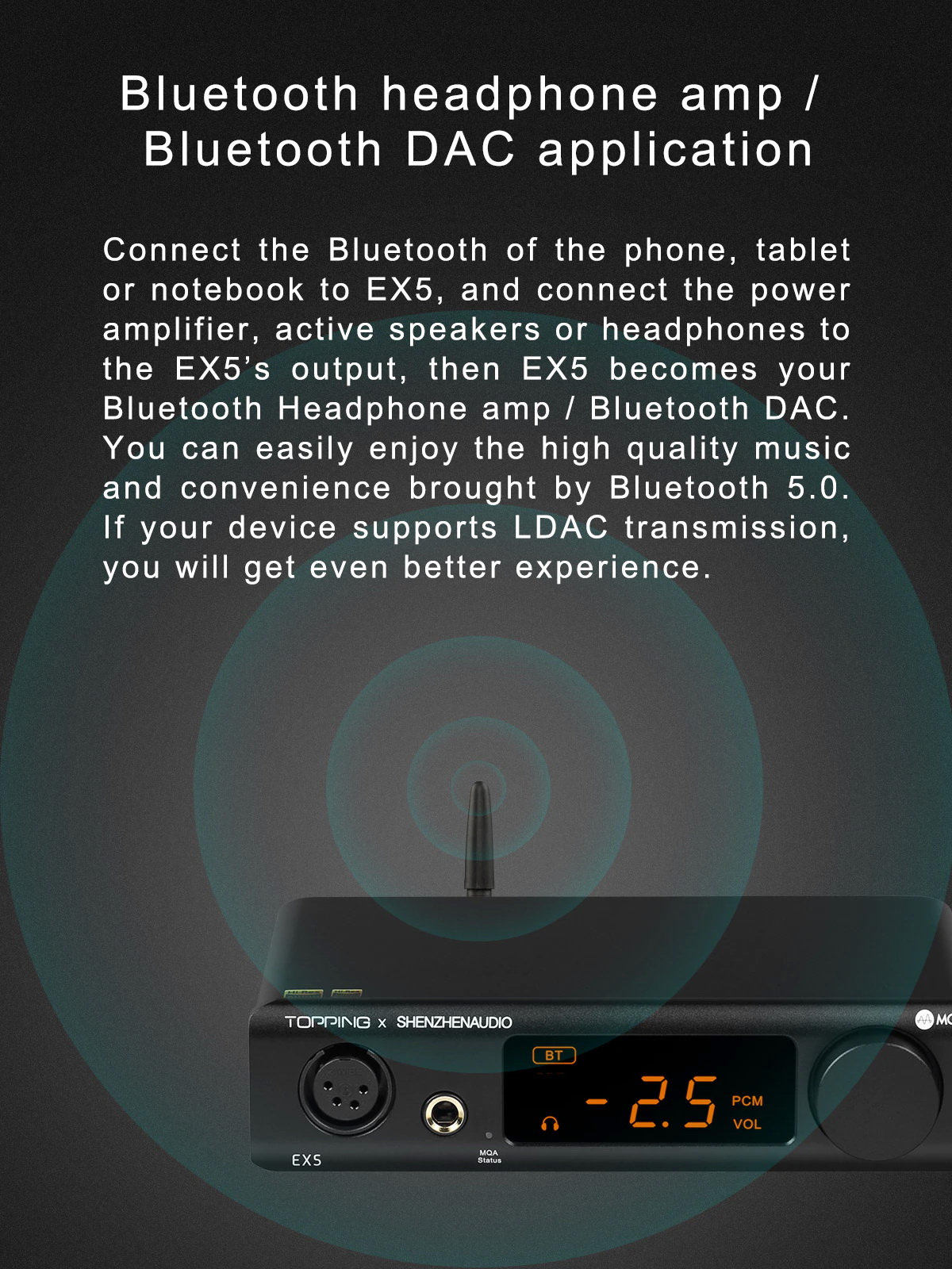 ขาย Topping EX5 DAC& ตั้งโต๊ะรองรับ MQA, Dual Hi-Res ประกันศูนย์ไทย