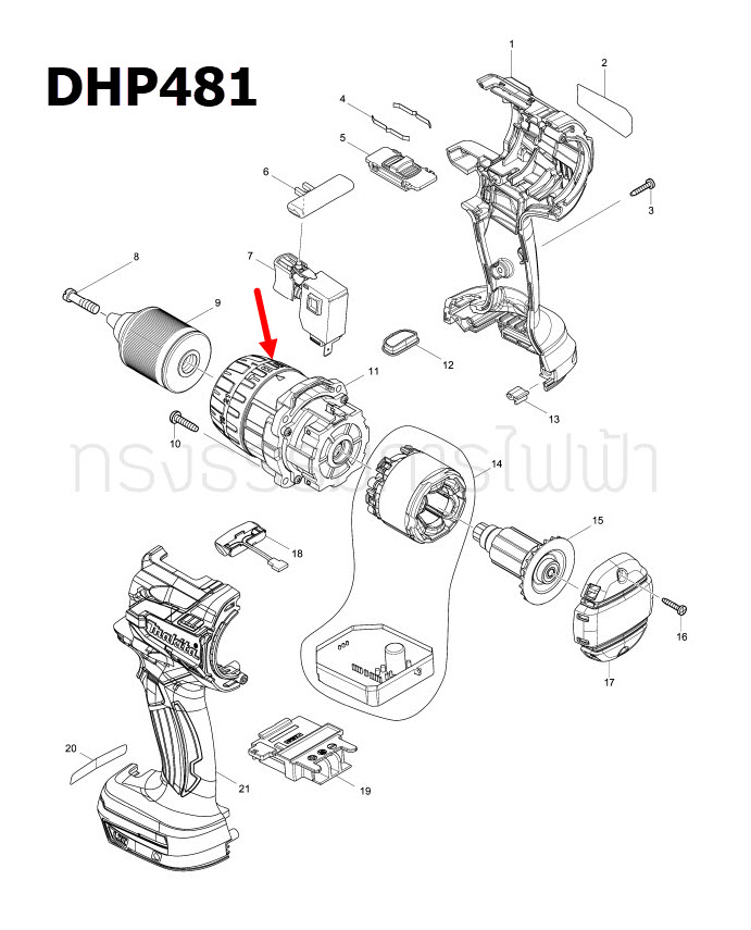GEAR ASSEMBLY สว่านไขควงกระแทกไร้สาย Makita มากีต้า DHP481 Pn.126410-4 (แท้) ##