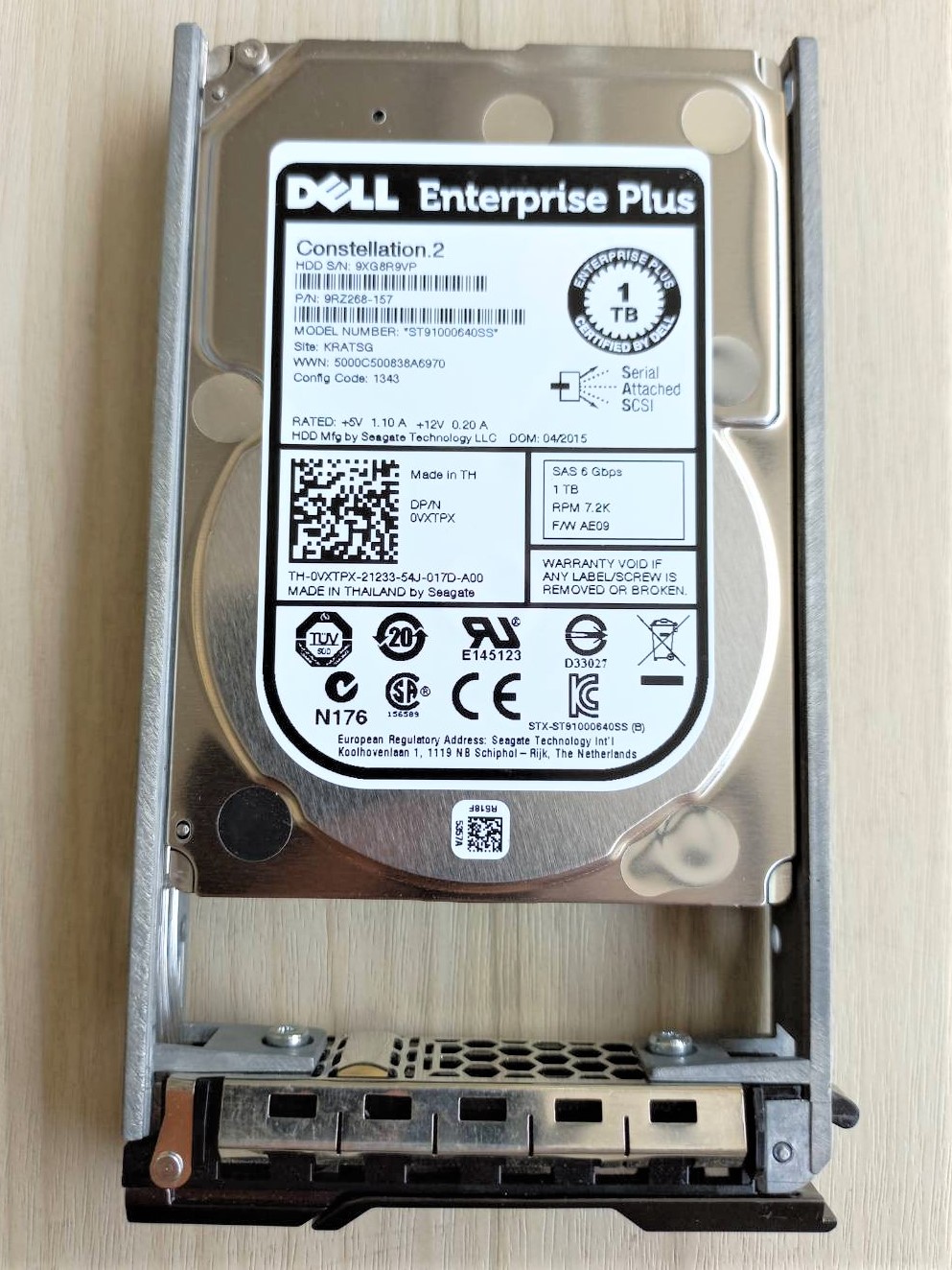 0VXTPX Dell 1TB SAS 6Gbps 7.2k 2.5'' ST91000640SS.