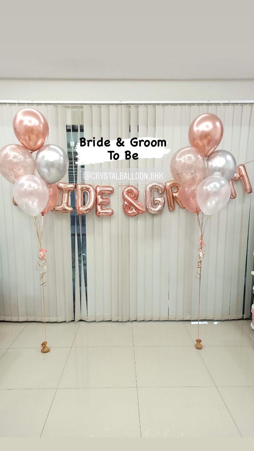 ลูกโป่ง Bride & Groom To Be ช่อลูกโป่ง 5 ลูก 2 ช่อ พร้อม ฟอยล์ตัวอักษร 11 ตัวอักษร พร้อมตกแต่ง สามารถเปลี่ยนสีลูกโป่ง/เปลี่ยนสี-ฟอยล์ตัวอักษรได้