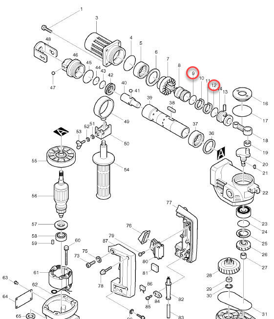 โอริง สว่านโรตารี่ Makita HR3520 [#9 #12] Pn.213381-5 (แท้) ##(**)