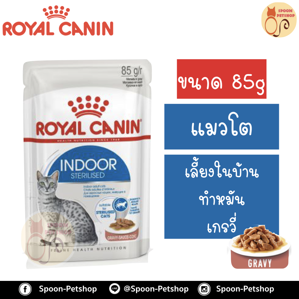 Royal Canin Indoor Sterilised Gravy อาหารแมว โรยัล คานิน แบบเปียก สำหรับแมวโต 1-10 ปี เลี้ยงในบ้าน ที่ทำหมันแล้ว ในเกรวี่