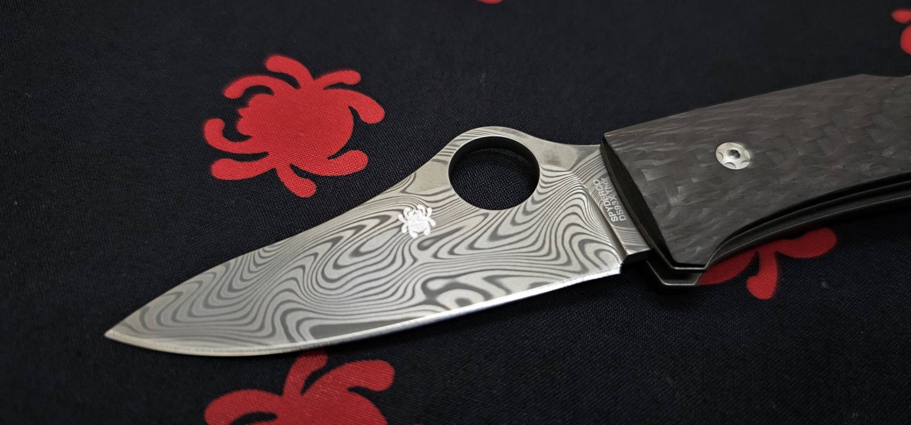Spyderco Opera Lockback Knife Carbon Fiber (2.9" Damasteel)