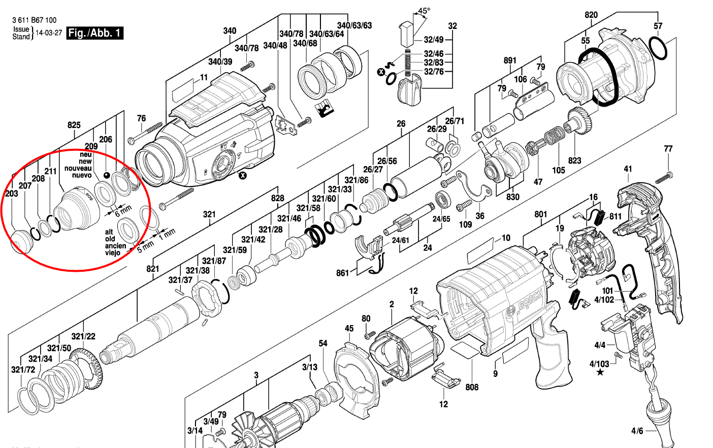 หัวยางกันฝุ่น, หัวยางสว่านโรตารี่ Bosch GBH 2-28D, 2-28DV #D9