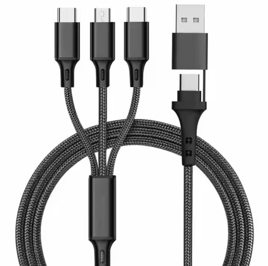 Cable charger Type C to USB สายถัก 3 in 1 LED LOGO