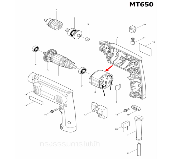 ฟิลคอยล์ สว่าน Maktec มาคเทค MT650 [#8] Pn.593538-7 (แท้) ##