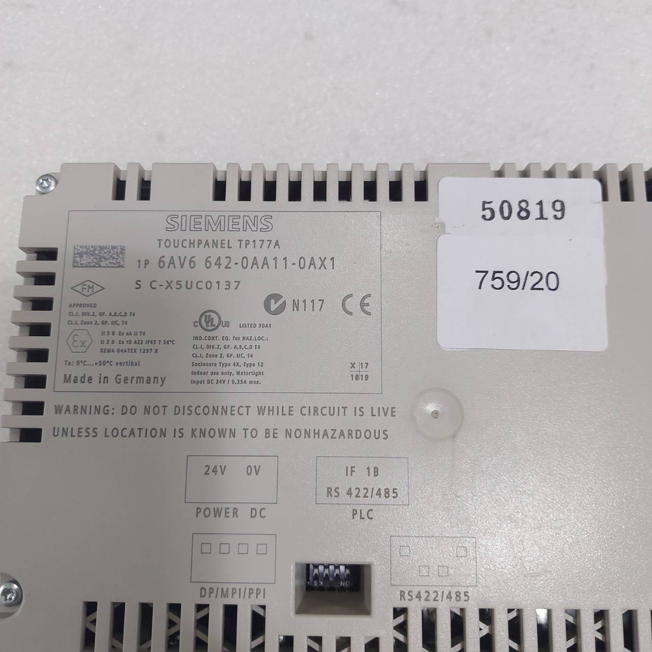 HMI " SIEMENS " รุ่น 6AV6 642-0AA11-0AX1 TP177A