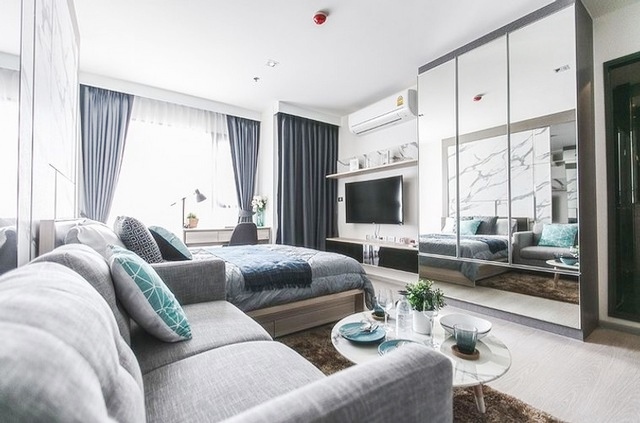 ให้เช่าคอนโด ริทึ่ม สุขุมวิท 36 - 38 ชั้น17 Studio 25ตรม.มีเครื่องซักผ้า ใกล้ BTS ทองหล่อ