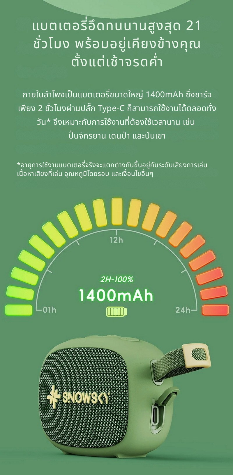 Snowsky ANYWHERE ลําโพงบลูทูธ 5.4 แบบพกพา รองรับการจับคู่สเตอริโอไร้สาย กันน้ำIPX6 ประกันศูนย์ไทย