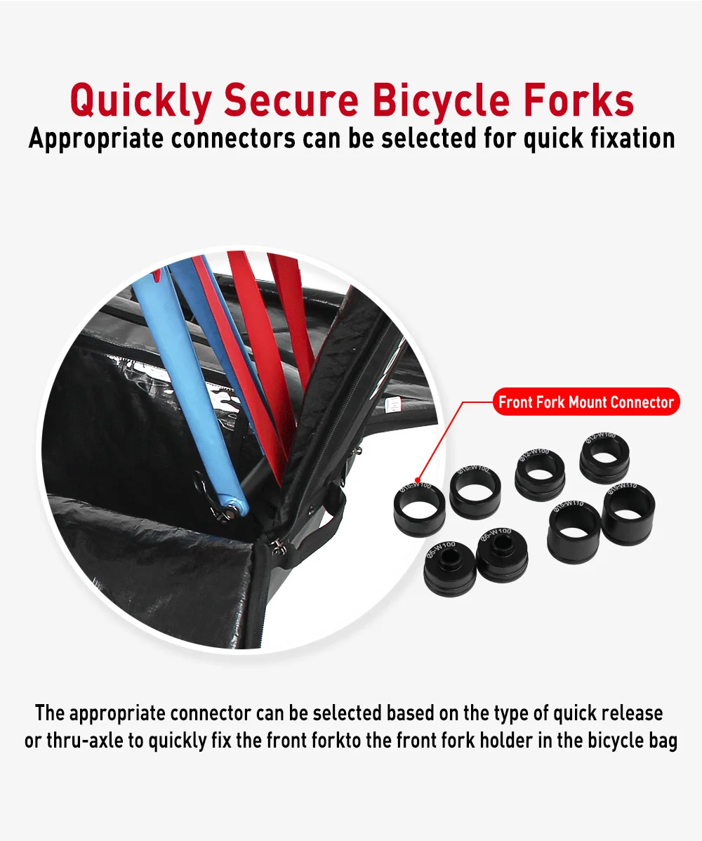 NOOYAH BK015 Pro Bike Travel Case – No Need to Remove Handlebars or Pedals | Full 16-Piece Protection Kit