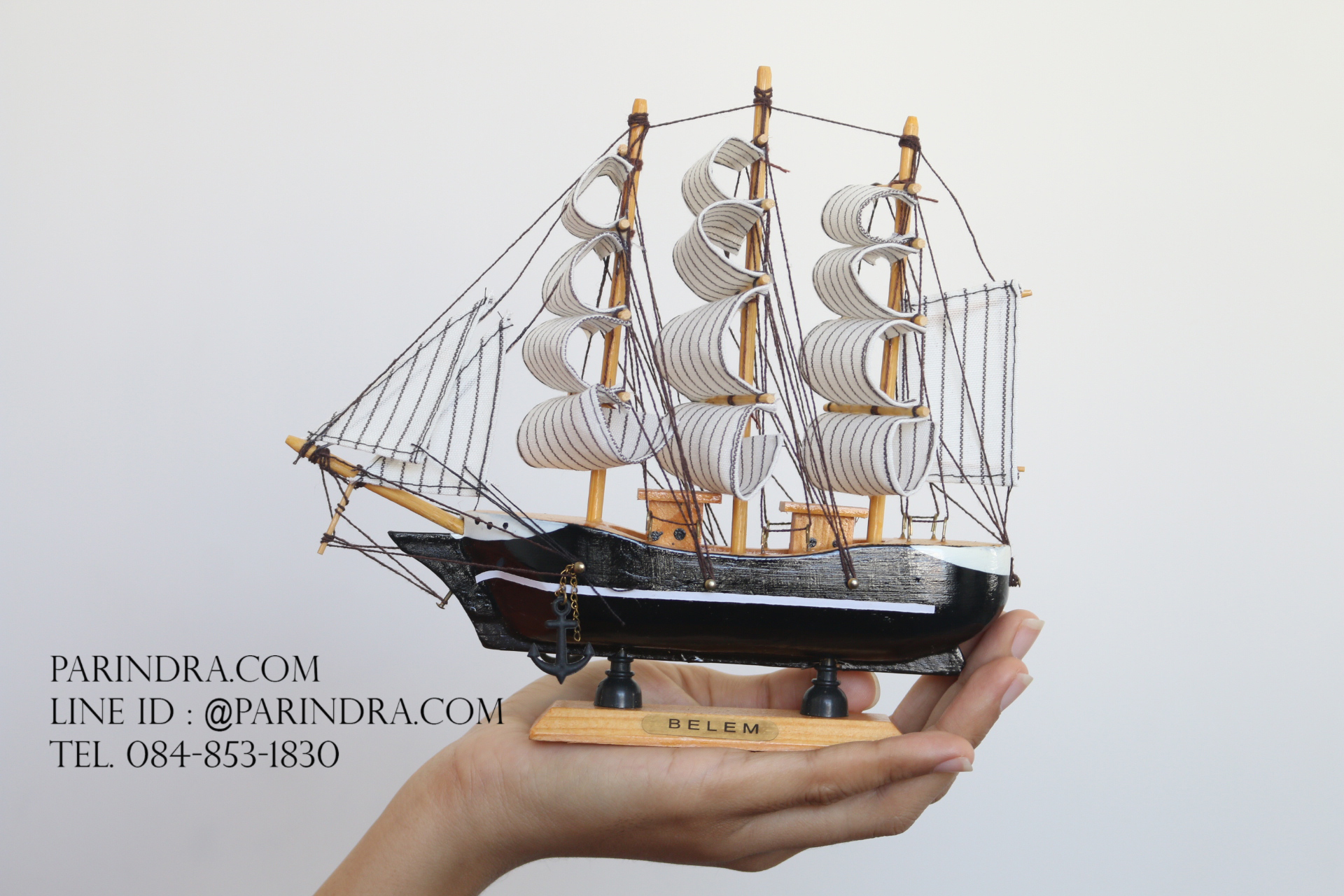 โมเดลเรือสำเภาไม้ขนาด 8 นิ้ว แต่งโต๊ะทำงาน สำหรับการตกแต่งบ้านและร้านค้าทั่วไป No.1