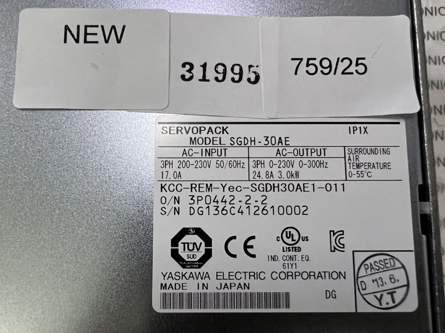 SGDH-30AE SERVOPACK " YASKAWA "