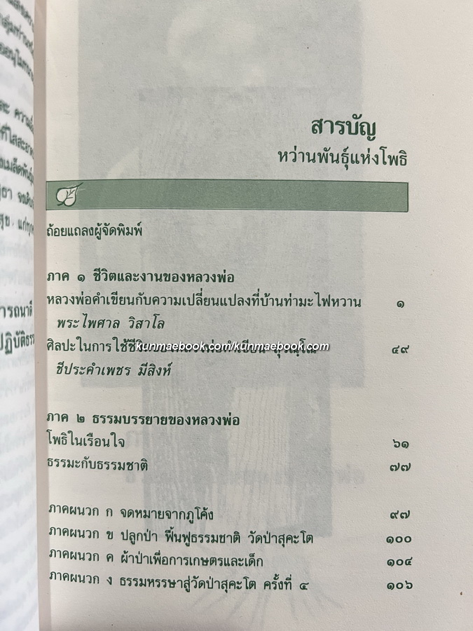 หว่านพันธุ์แห่งโพธิ ประวัติชีวิตและผลงานของหลวงพ่อคําเขียน สุวณฺโณ โดย พระไพศาล วิสาโล / ชีประคำเพชร มีสิงห์